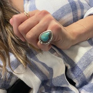 Sterling Silver Turquoise Western Ring, Size 4